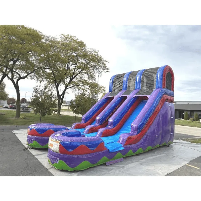 15'H Dual Lane Purple Water Slide Wet n Dry