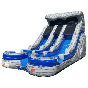 15'H Dual Lane Rocky Water Slide Wet n Dry