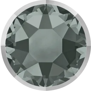 2088/I Swarovski Flatback No Hotfix Rimmed, Black Diamond/ Crystal Light Chrome (215 LTCHZ)