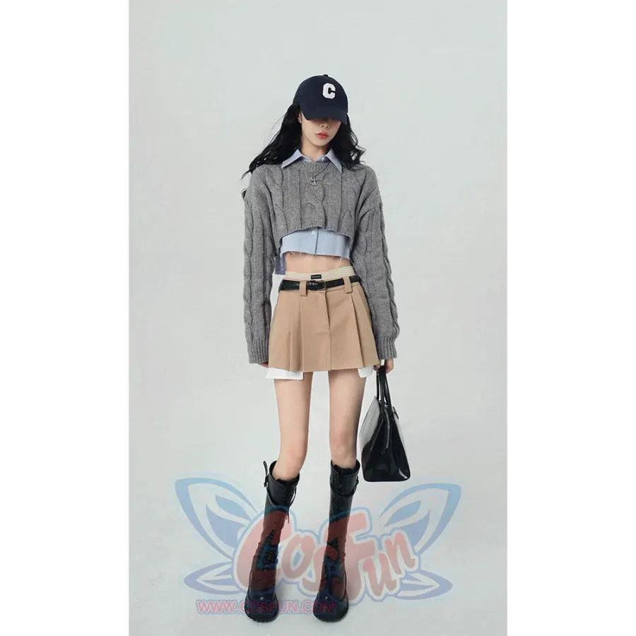 A New Loose-fitting Vintage Short Sweater For Early Spring