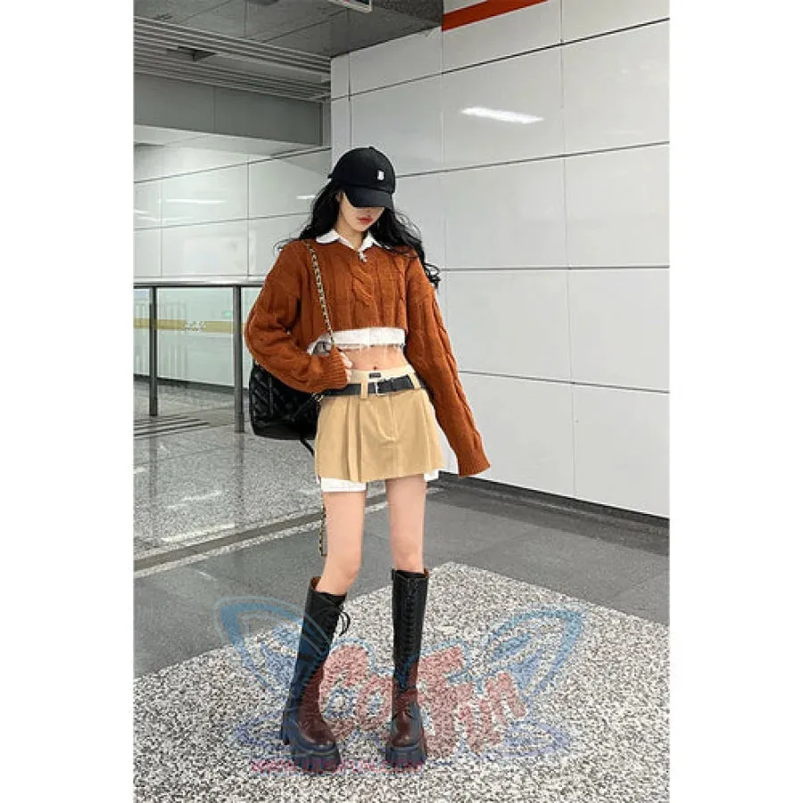 A New Loose-fitting Vintage Short Sweater For Early Spring