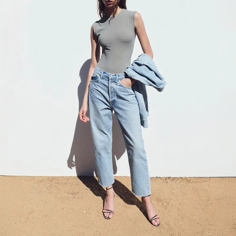 AGOLDE 90s Crop Loose Straight Leg Jeans in Force