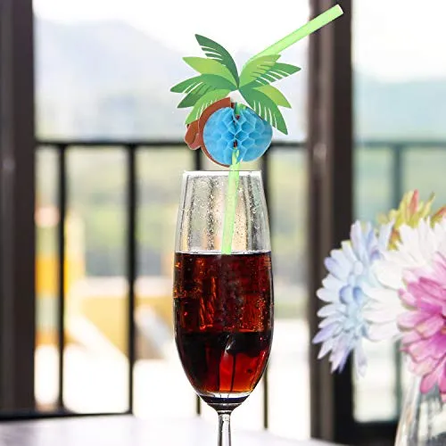 ALINK 50 Umbrella Parasol Drinking Straws, Hawaiian Beach Cocktail Luau Party Decorations Supplies