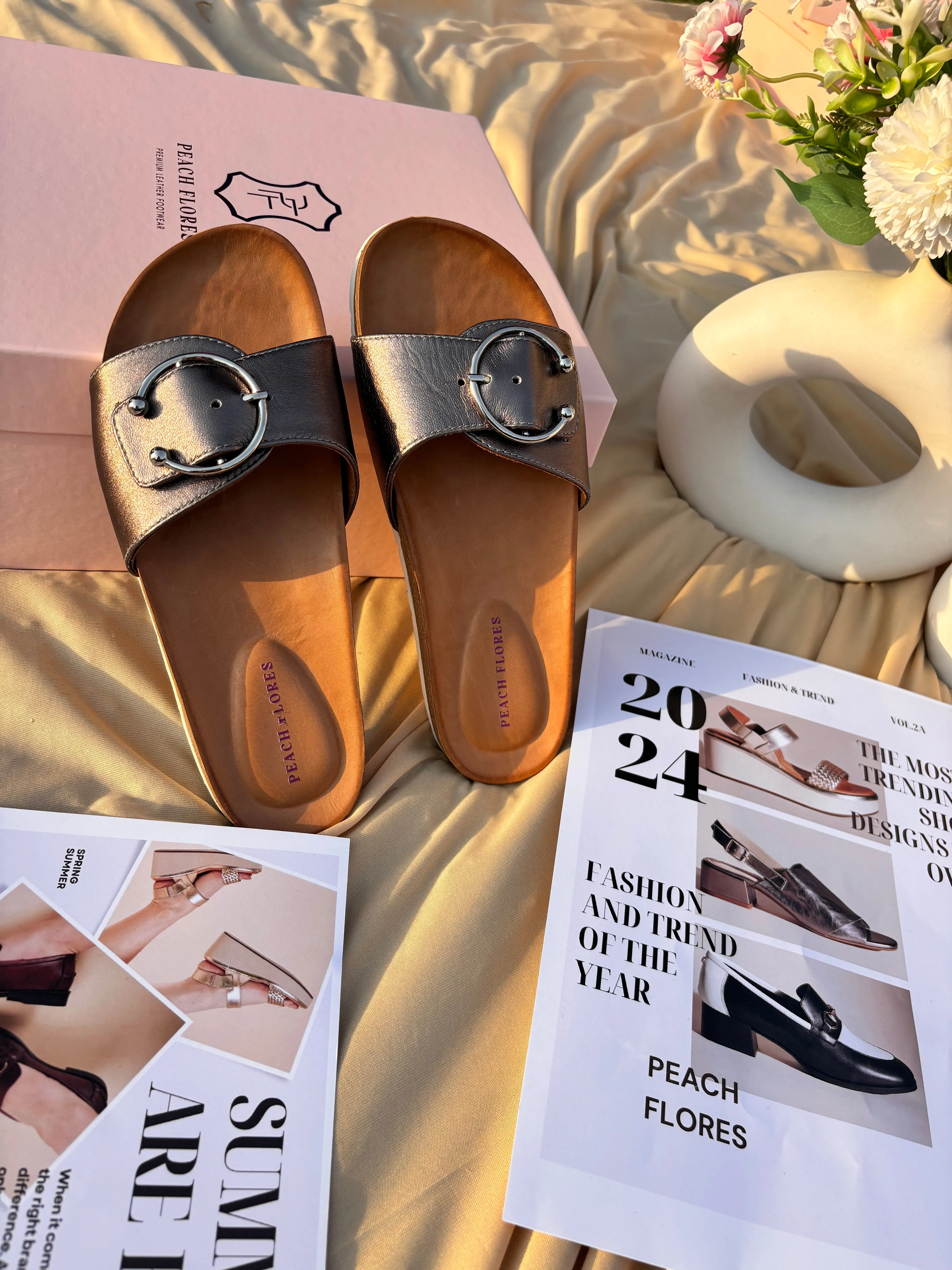 Anne Leather Slides