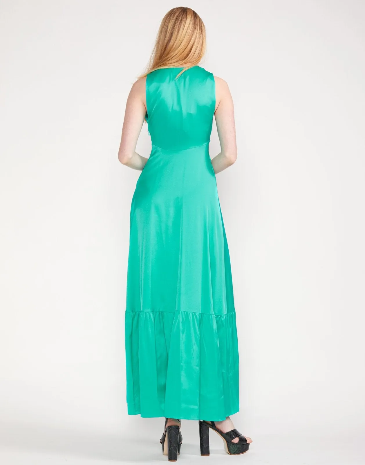 Asher V Neck Flounce Maxi Dress