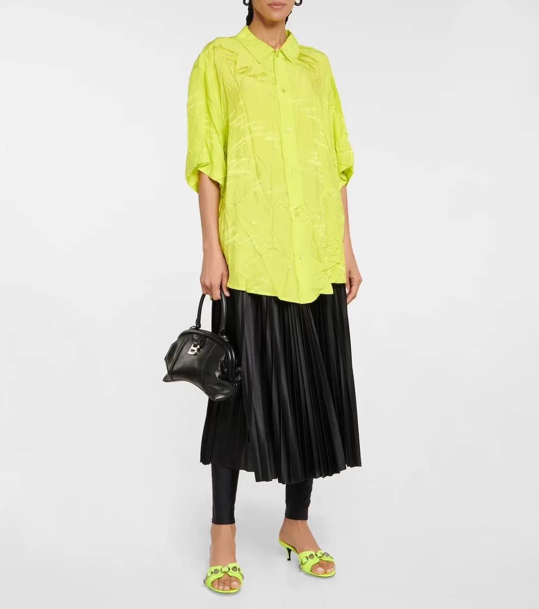 BALENCIAGA CAGOLE LAMBSKIN LEATHER MULES