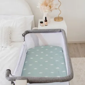 BAMBELLA DESIGNS CO-SLEEPER FITTED WATERPROOF SHEET | SAGE SUNSHINE
