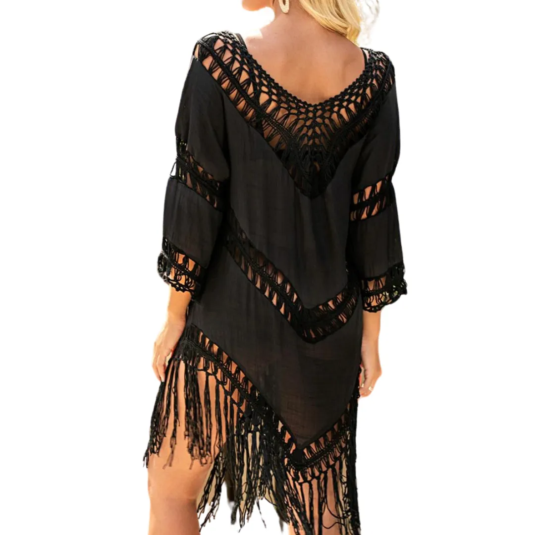 Bathing Suit 3/4 Cover Up - Black