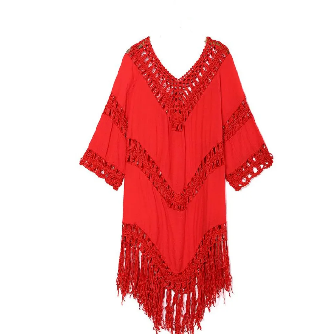 Bathing Suit 3/4 Cover Up - Red
