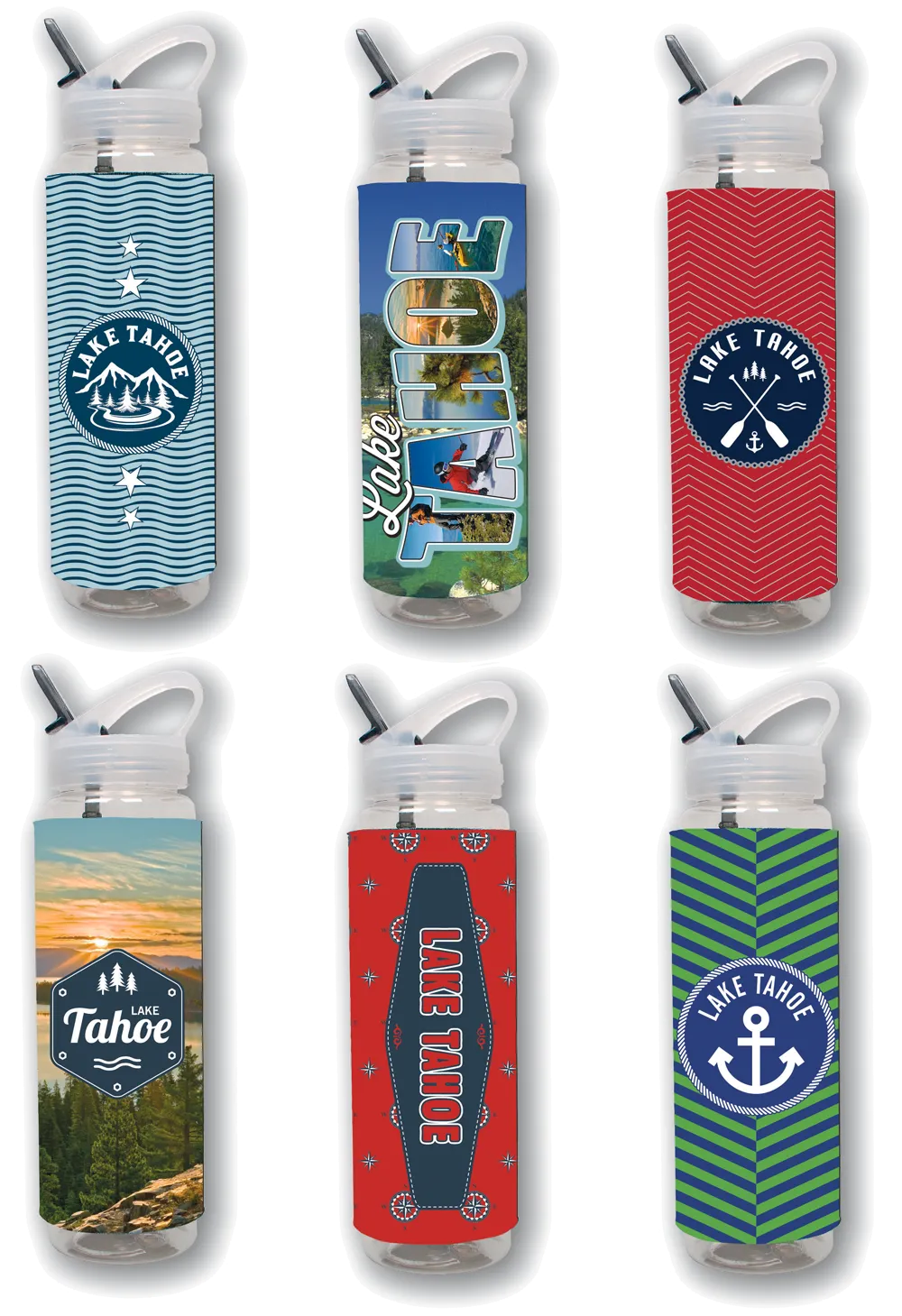 Beach and Boat Gear Fun & Funky Drink Cooler Water Bottle w/Lake Tahoe