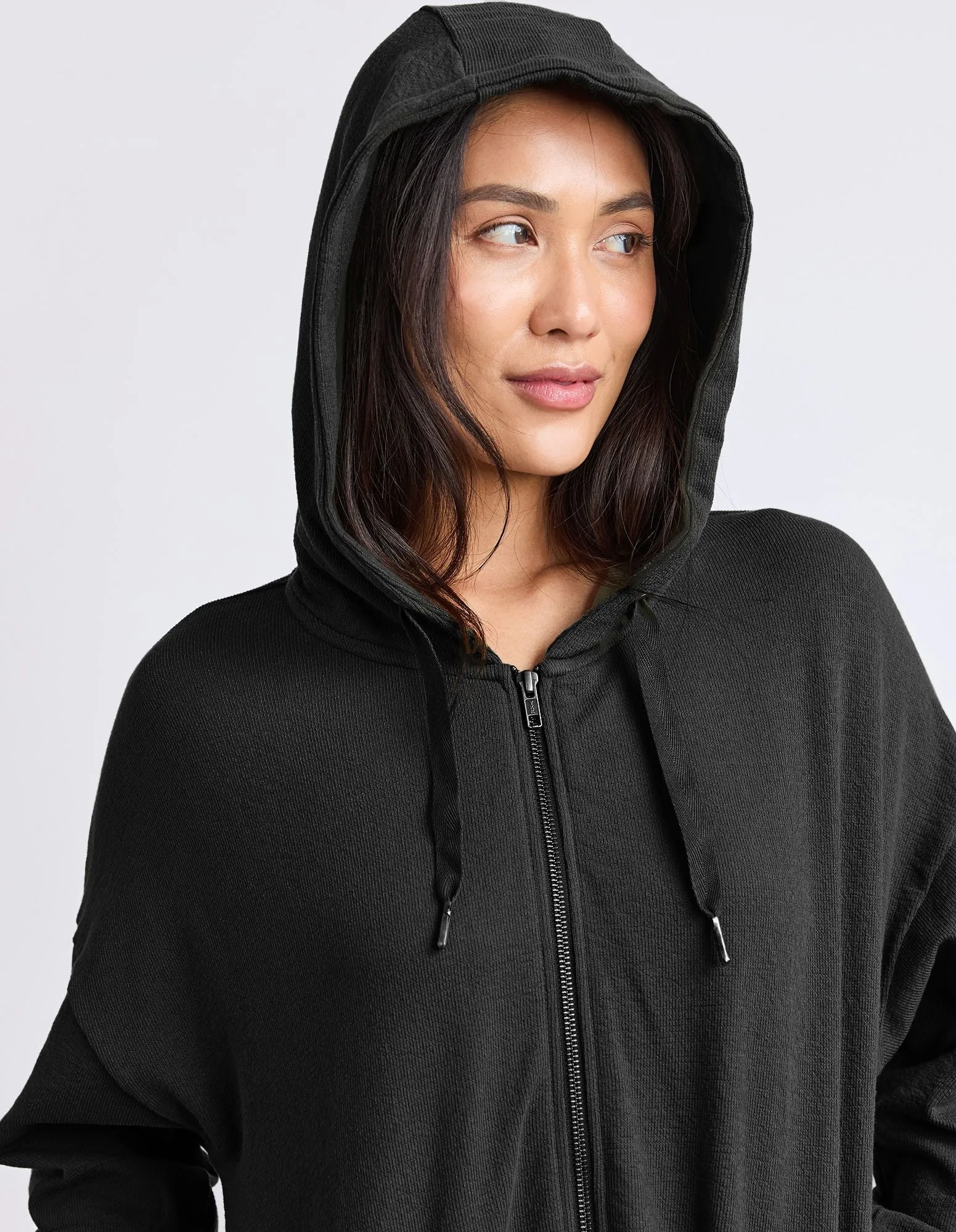 Beachy L/S Zip Hoodie - Black
