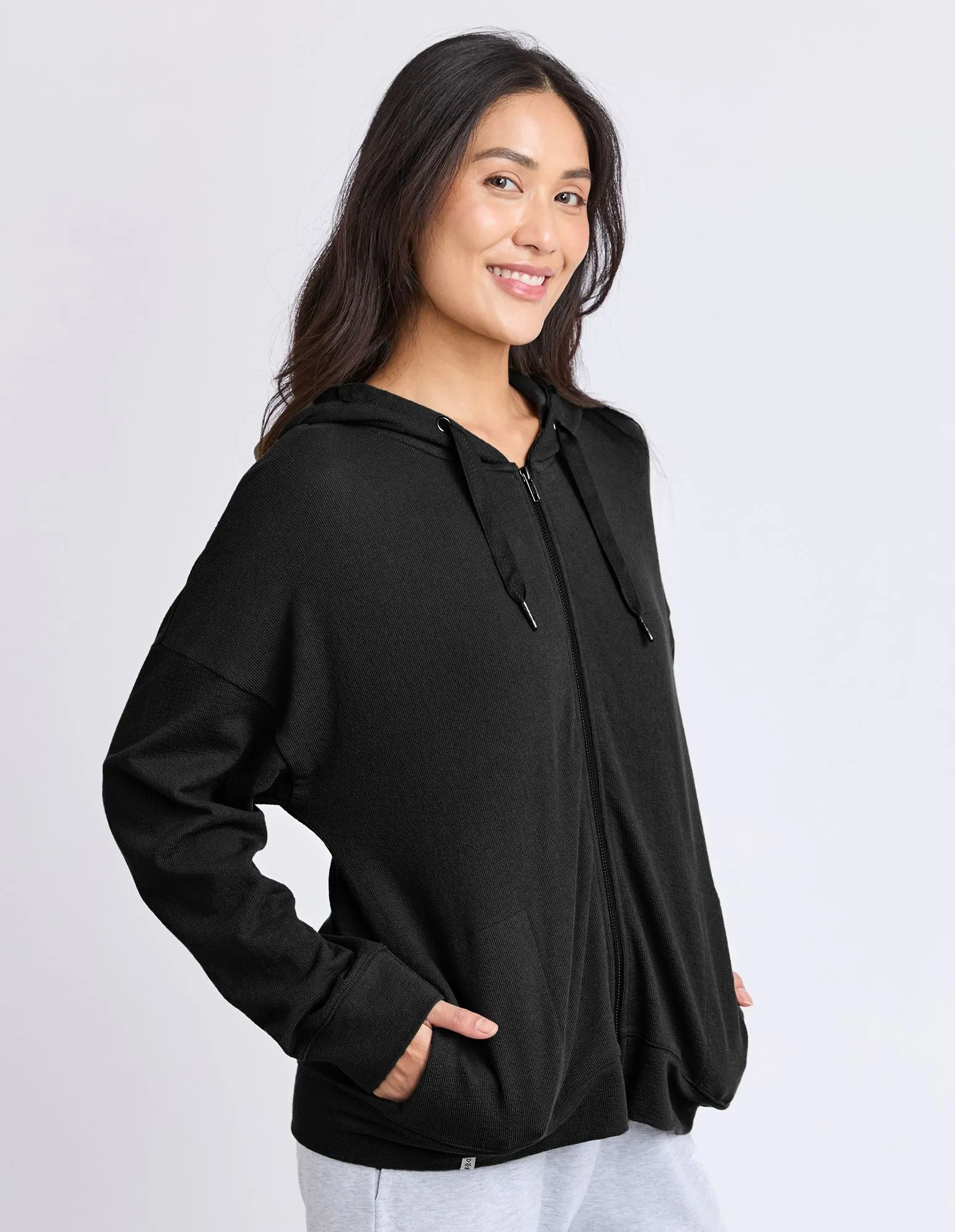 Beachy L/S Zip Hoodie - Black