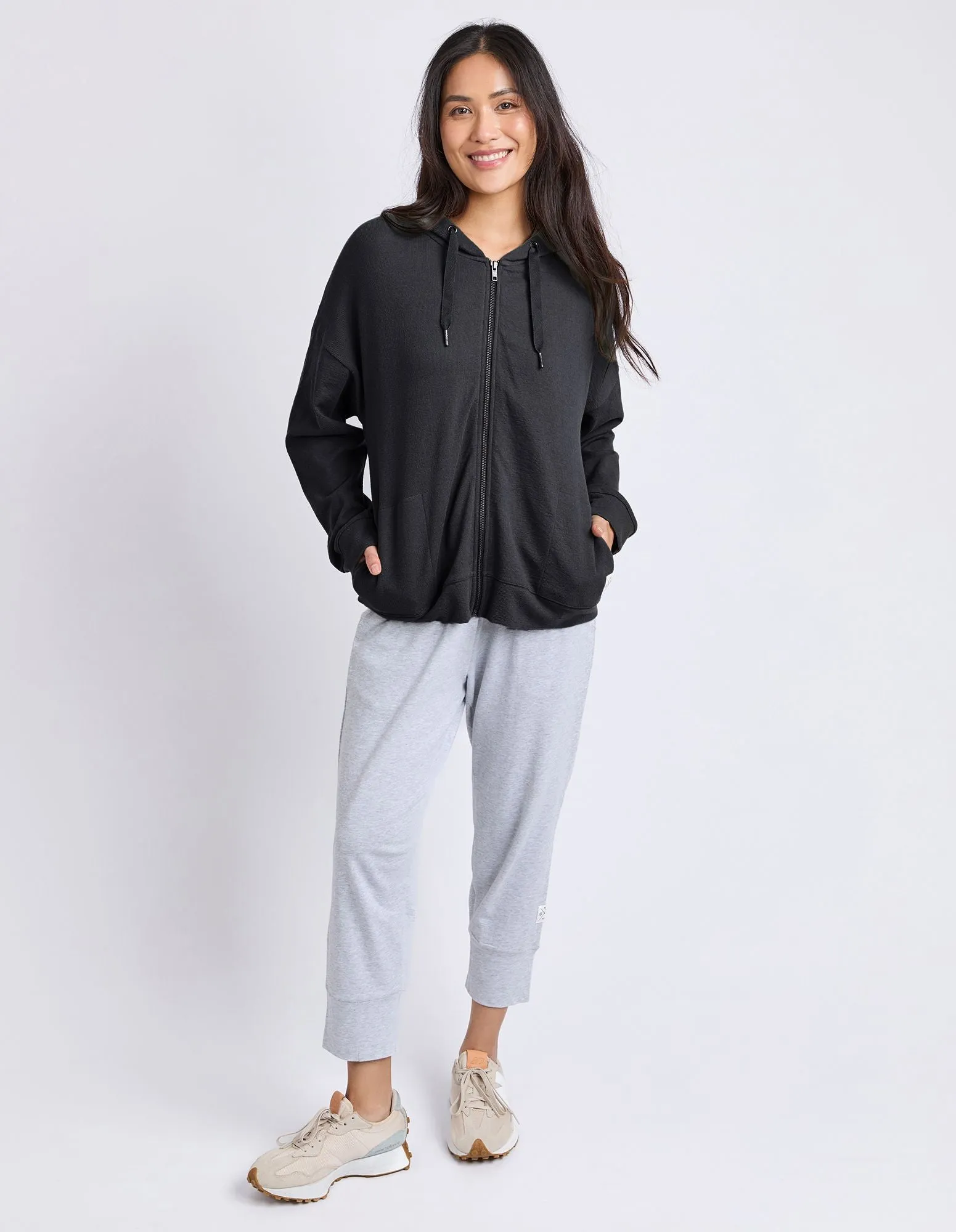 Beachy L/S Zip Hoodie - Black