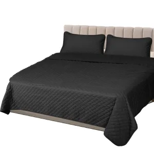 Bedspread Coverlet Set Quilted Comforter Soft Pillowcases King Dark Grey