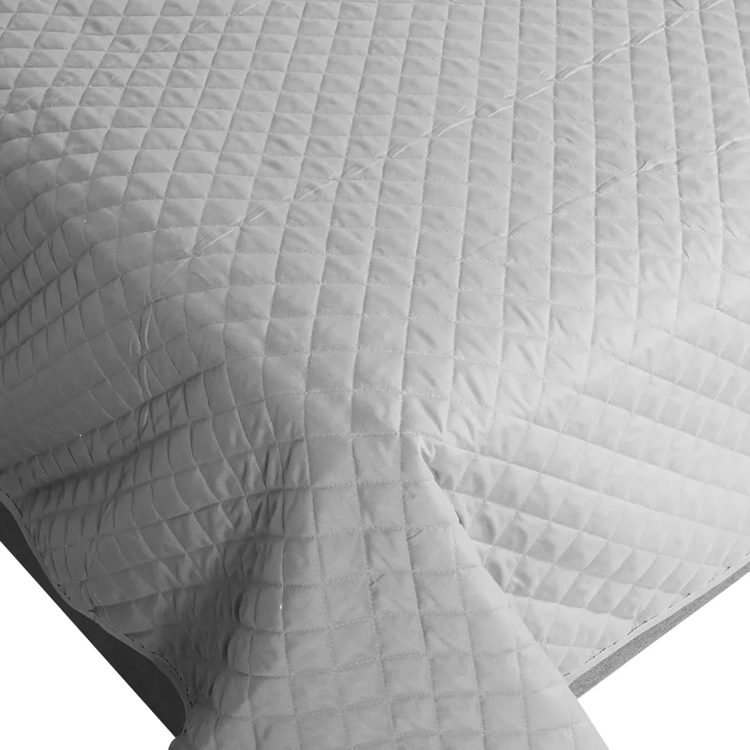 Bedspread Coverlet Set Quilted Comforter Soft Pillowcases King Grey