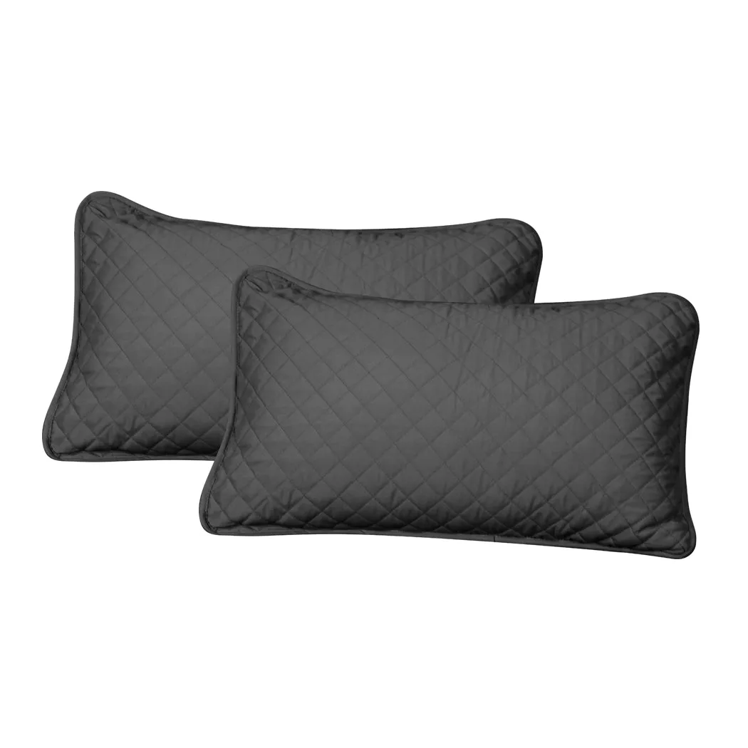 Bedspread Coverlet Set Quilted Comforter Soft Pillowcases Queen Dark Grey