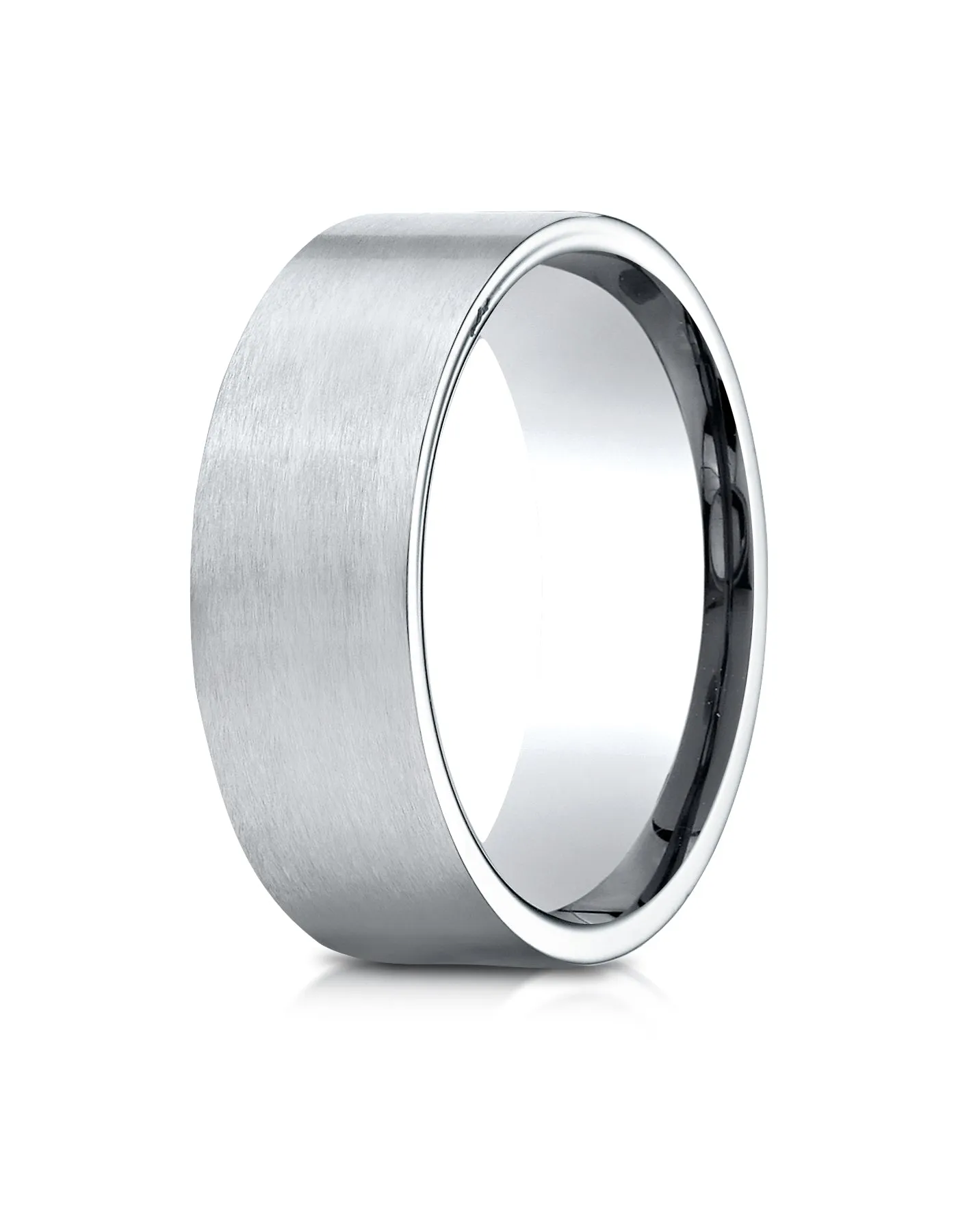 Benchmark 14K White Gold 8mm Comfort-Fit Satin-Finished Carved Design Wedding Band Ring (Sizes 4 - 15 )