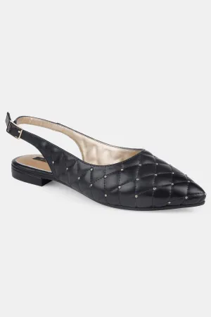 Black Pointed Toe Quilted Flat - ZBetty