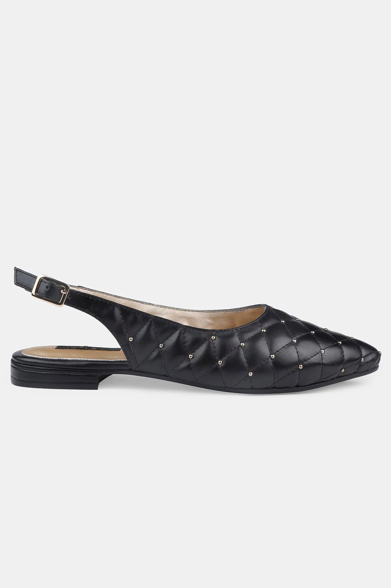 Black Pointed Toe Quilted Flat - ZBetty