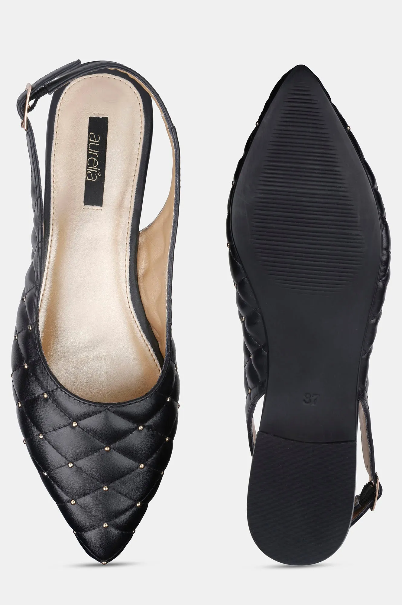 Black Pointed Toe Quilted Flat - ZBetty