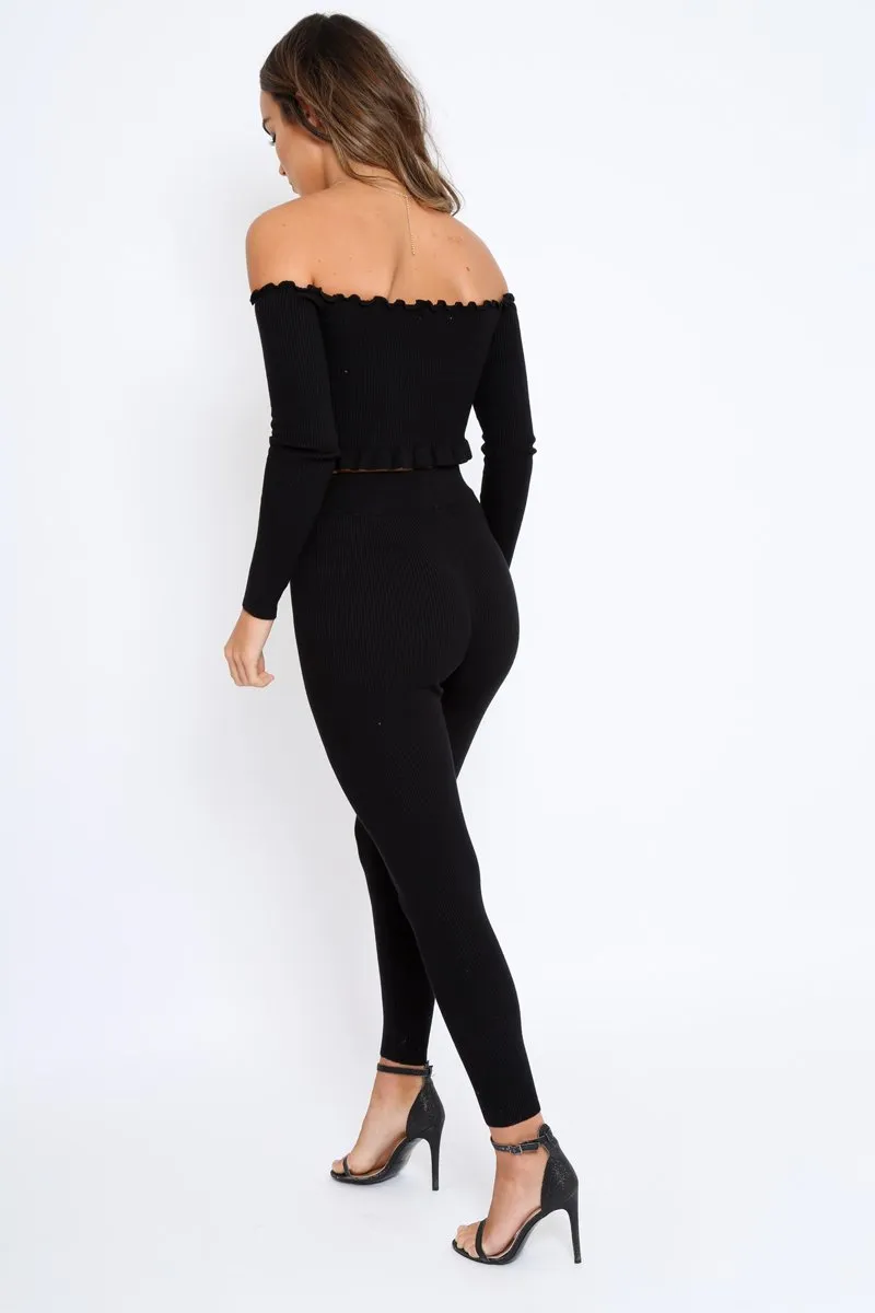 Black Ribbed Knit Co-ord - Luna