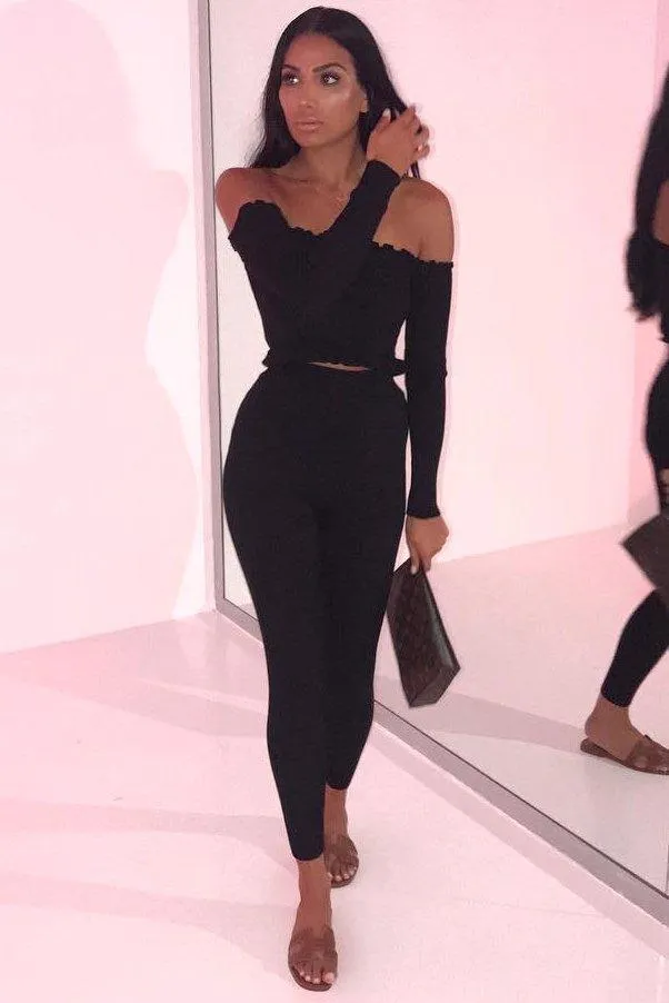 Black Ribbed Knit Co-ord - Luna