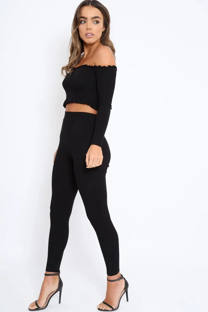 Black Ribbed Knit Co-ord - Luna