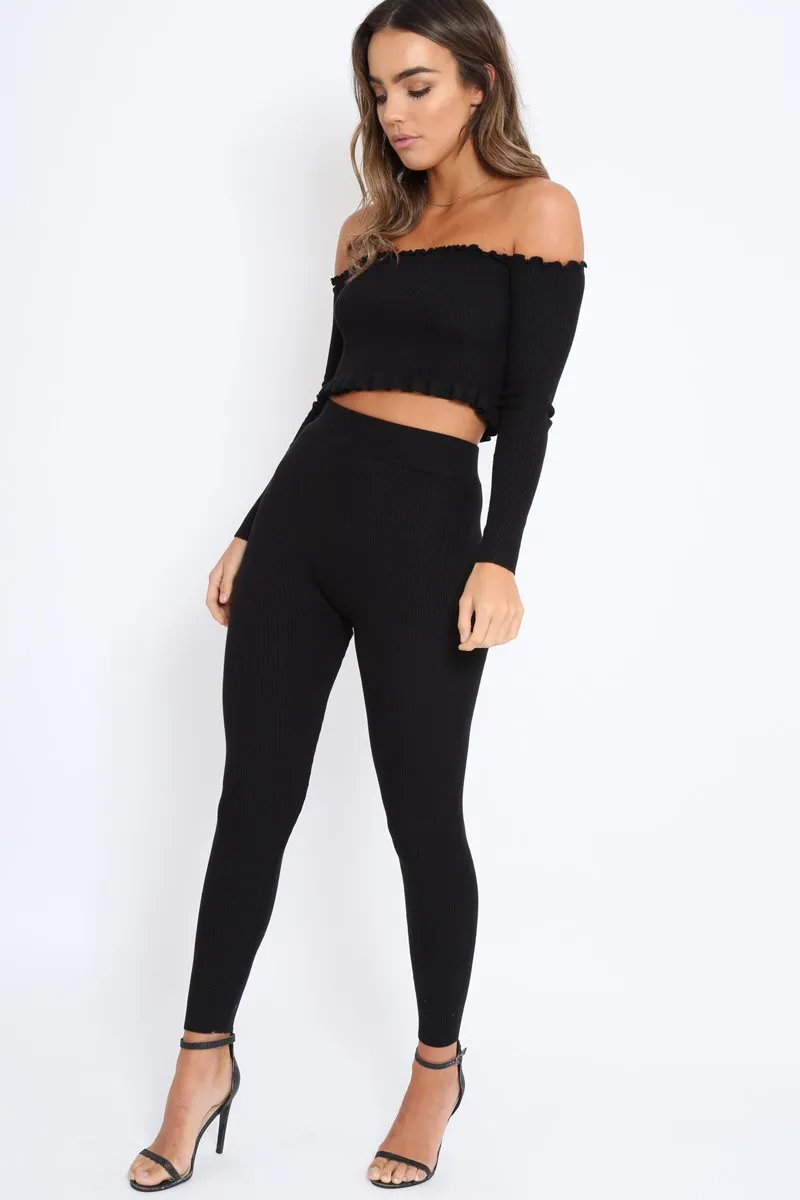 Black Ribbed Knit Co-ord - Luna