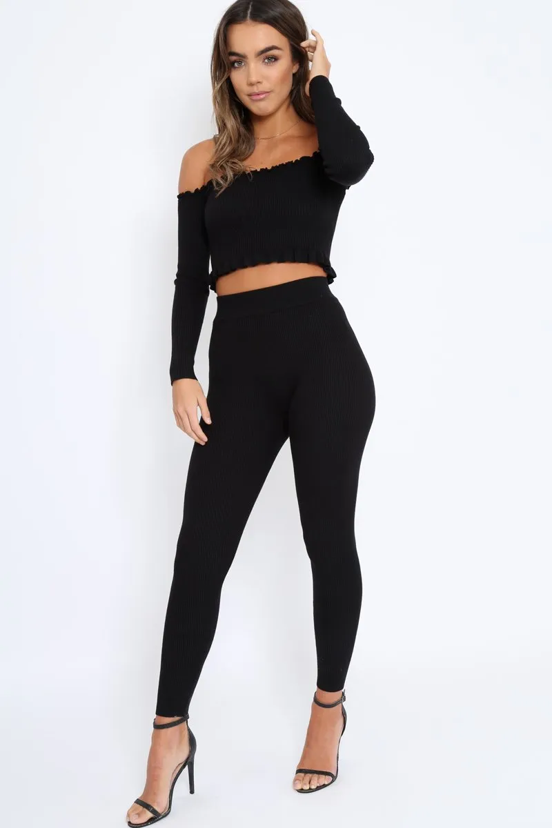 Black Ribbed Knit Co-ord - Luna