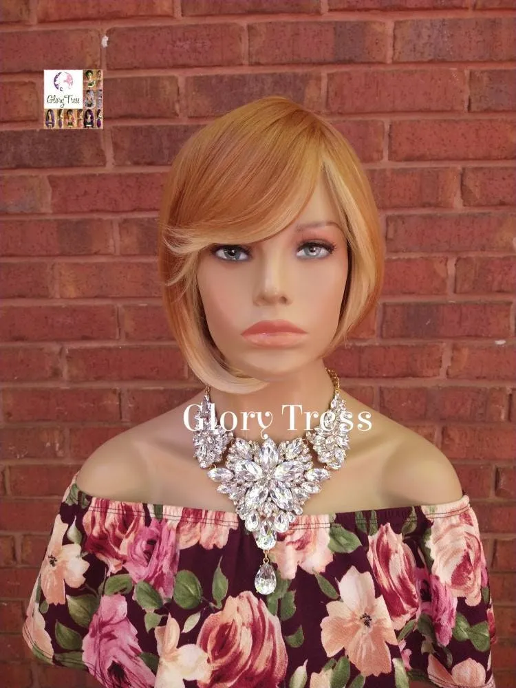 Blonde Bob Wig, Glory Tress, Full Cap Wig, Straight Wig, Blonde Wig, Wig With Bangs, READY To SHIP // GREAT