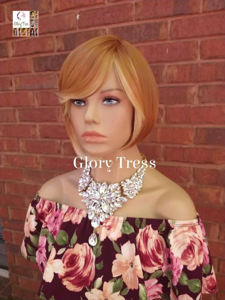 Blonde Bob Wig, Glory Tress, Full Cap Wig, Straight Wig, Blonde Wig, Wig With Bangs, READY To SHIP // GREAT