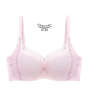 Body Make Up Illusion Lace Wired Half Cup Padded Bra