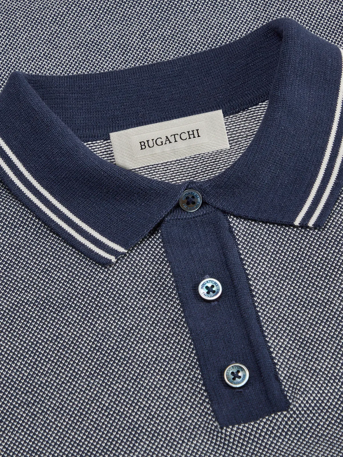 Bugatchi 3 Button Sweater Polo - Navy