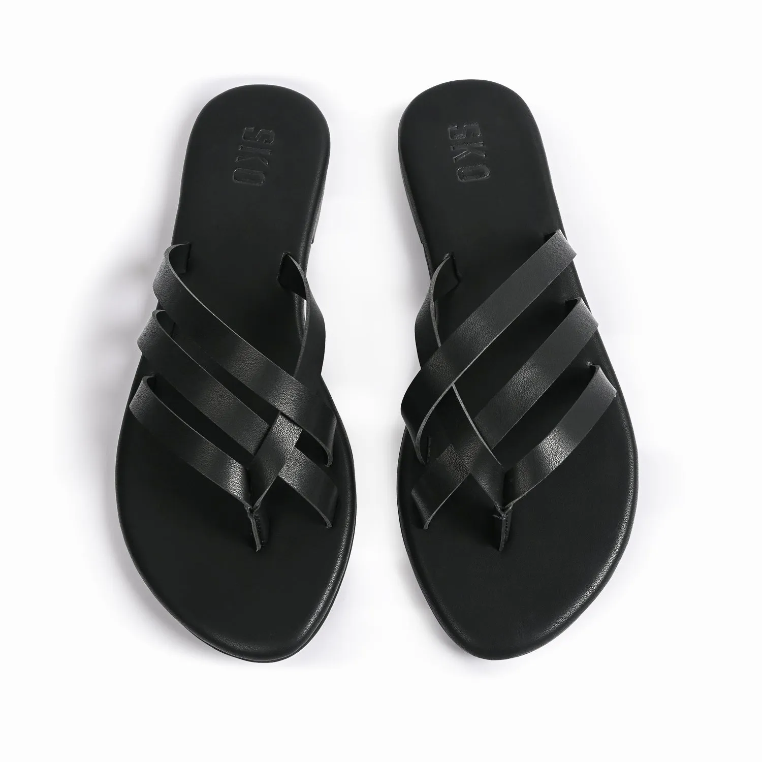 Capri Black Flat Sandals For Women