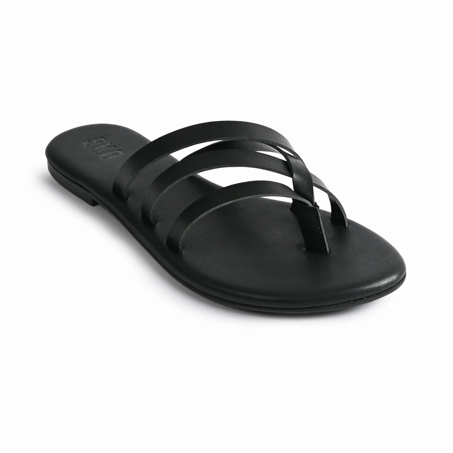 Capri Black Flat Sandals For Women