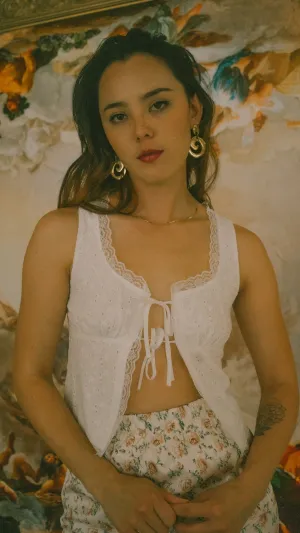 Celina Blouse in White Eyelet