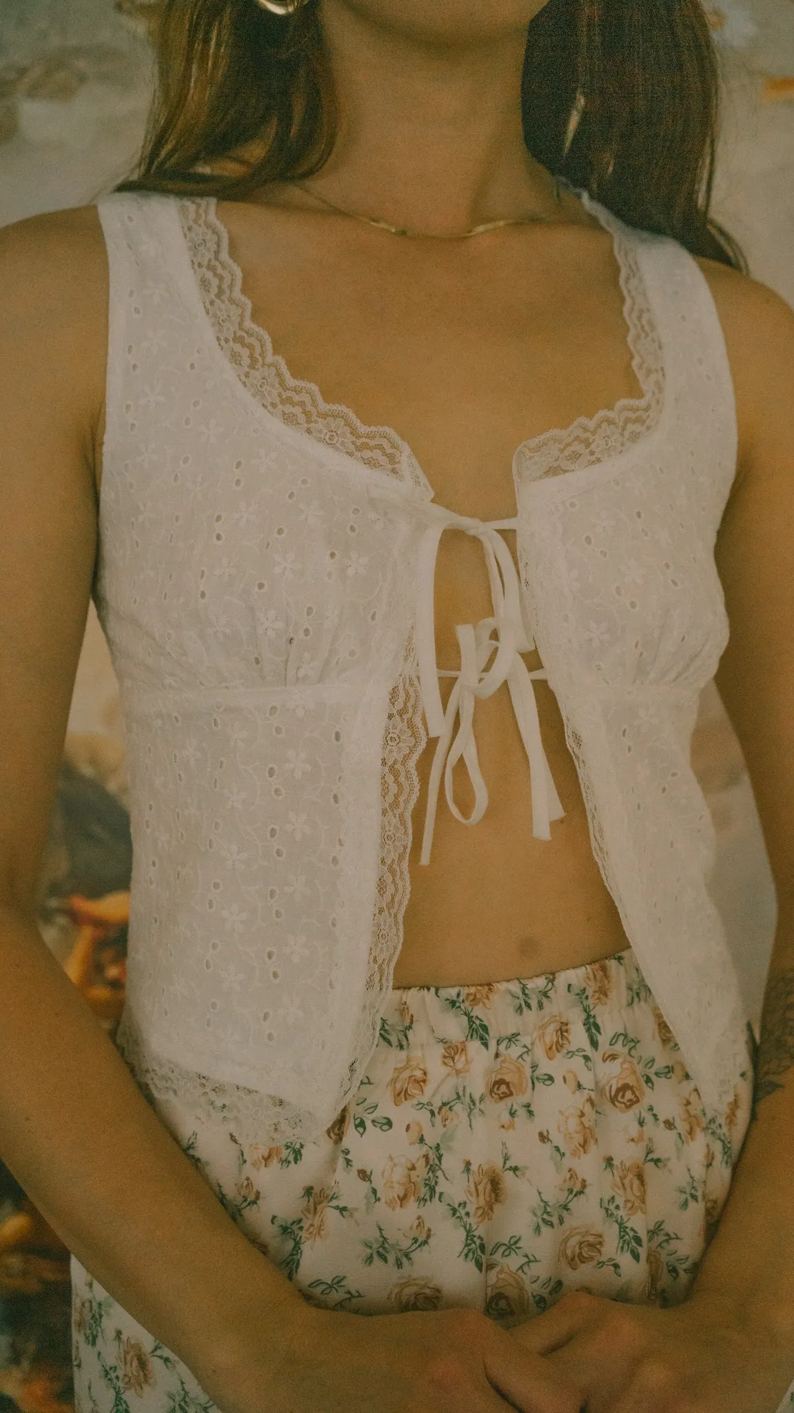 Celina Blouse in White Eyelet
