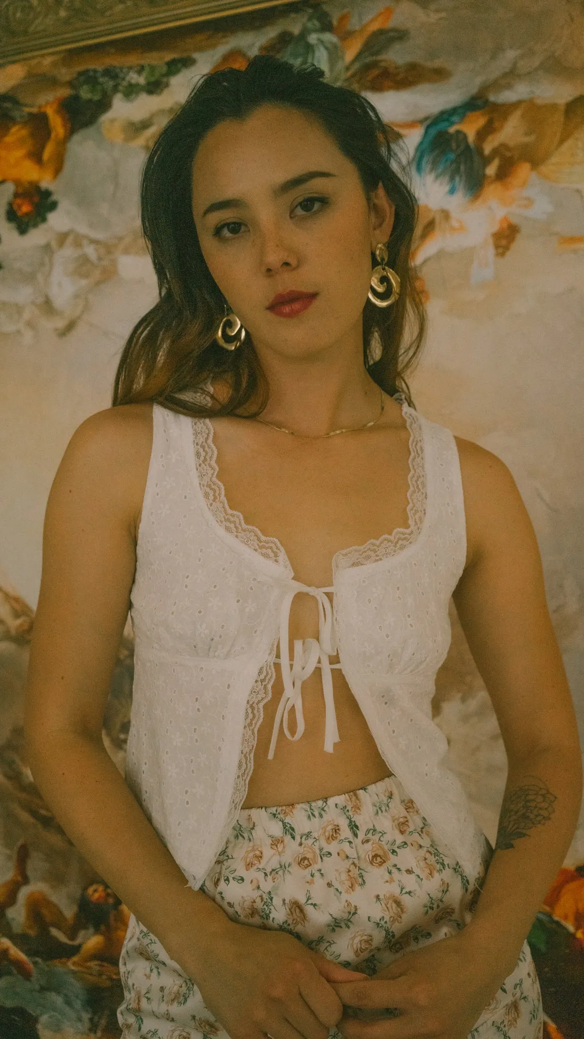 Celina Blouse in White Eyelet