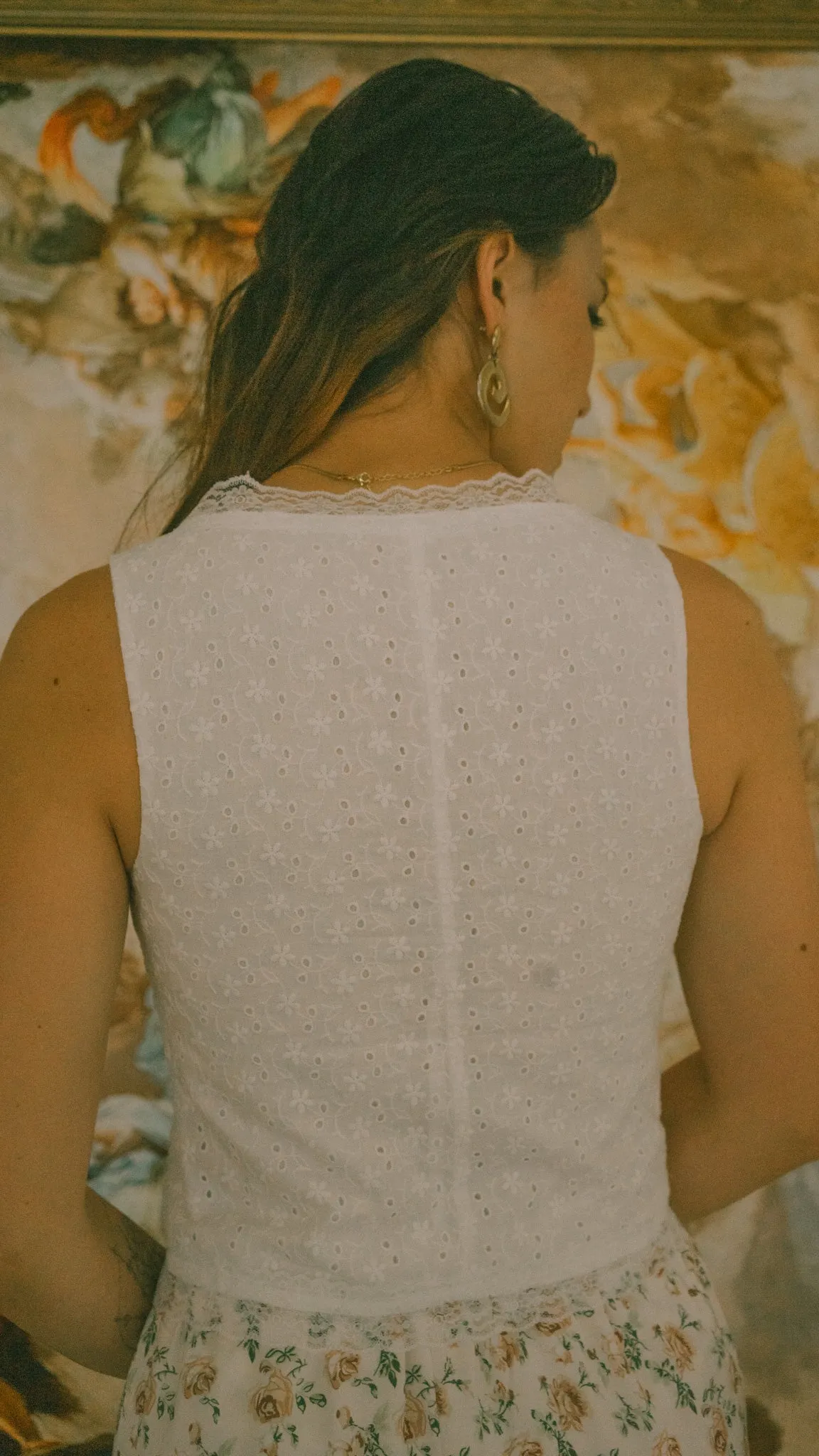 Celina Blouse in White Eyelet