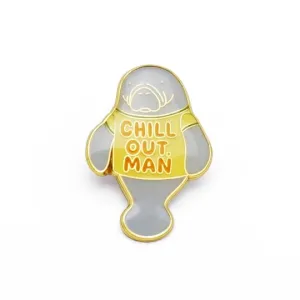 Chill Out Man Retro Style Manatee Enamel Pin