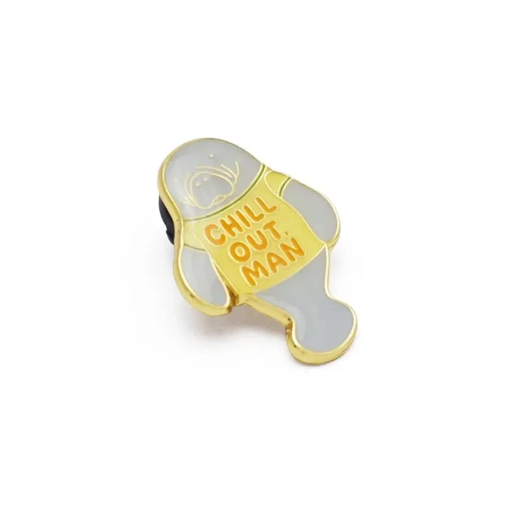 Chill Out Man Retro Style Manatee Enamel Pin