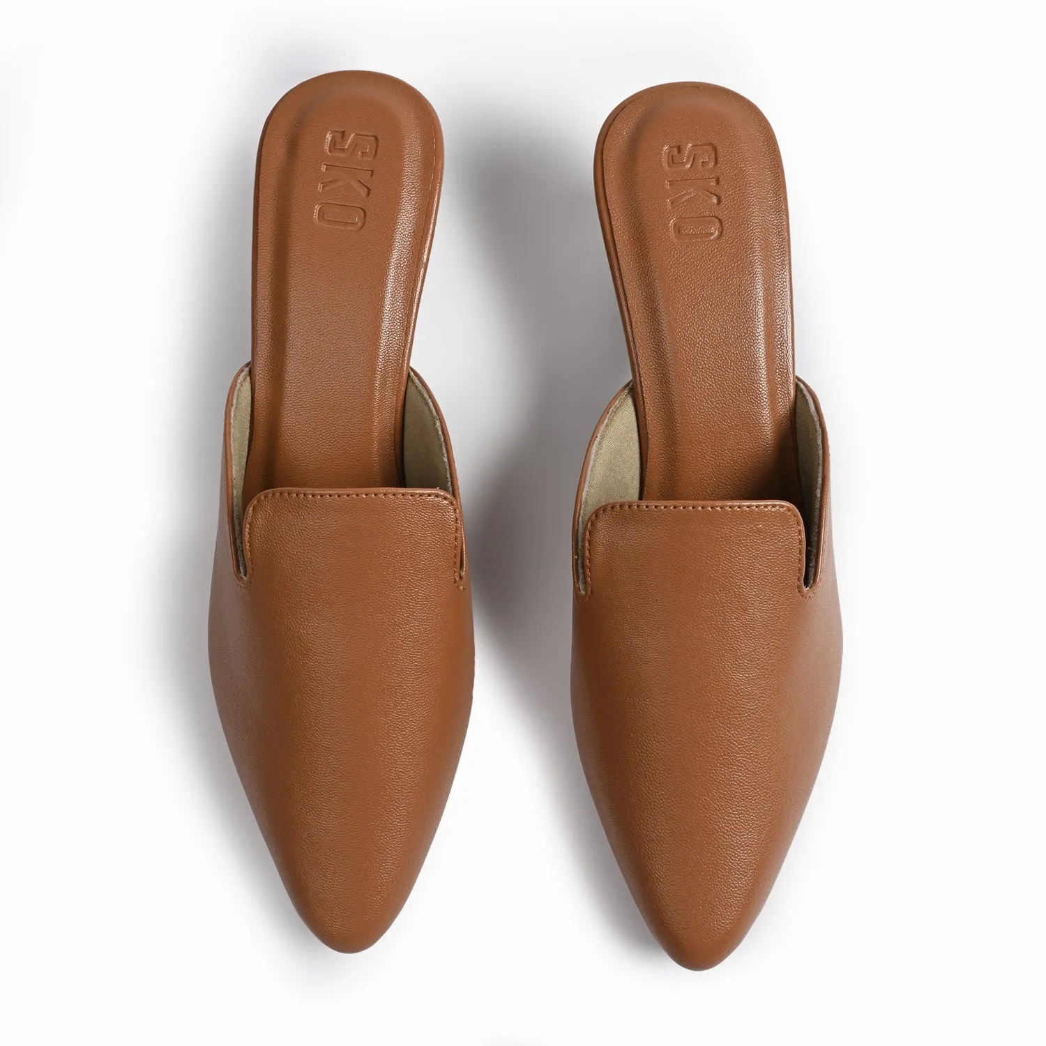 Cobble Tan Mule Heels For Women