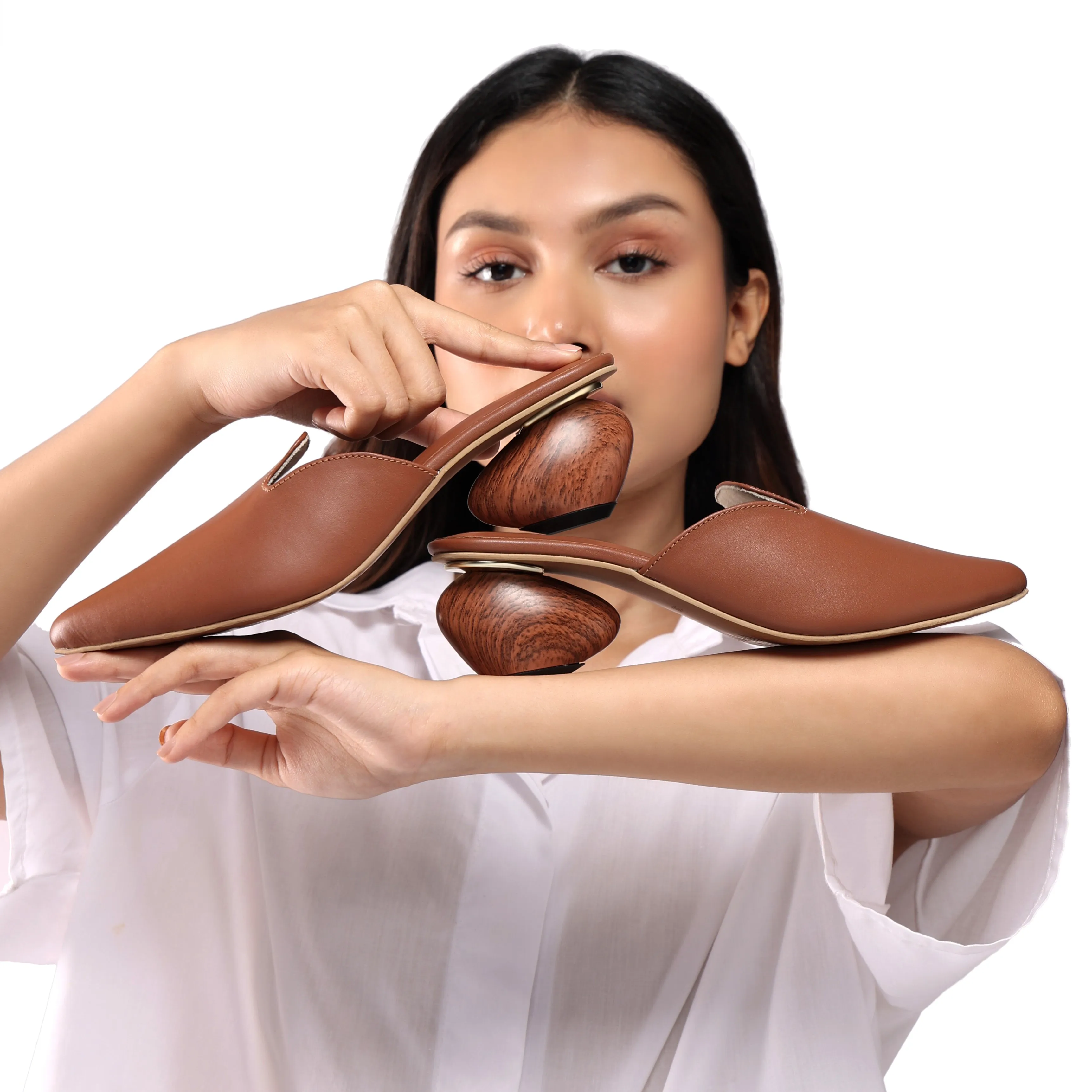 Cobble Tan Mule Heels For Women