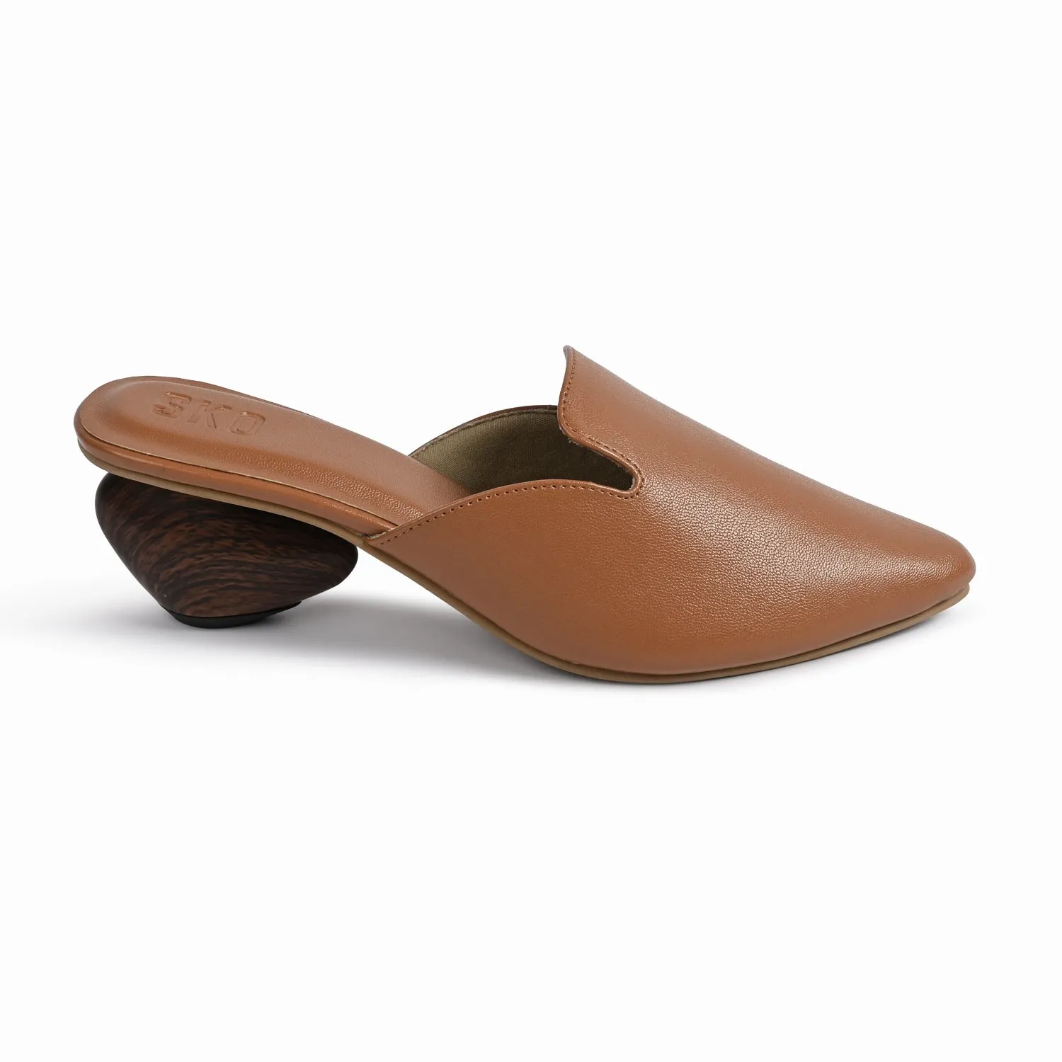 Cobble Tan Mule Heels For Women