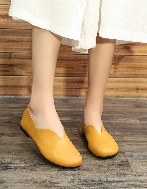 Comfortable Light-weight Soft Leather Retro Flat Shoes 35-43