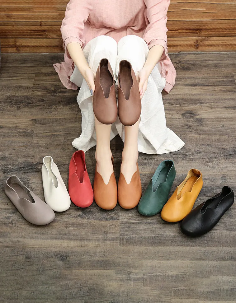 Comfortable Light-weight Soft Leather Retro Flat Shoes 35-43