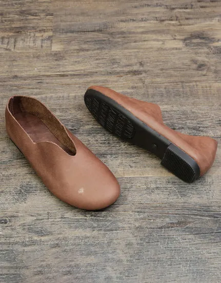 Comfortable Light-weight Soft Leather Retro Flat Shoes 35-43