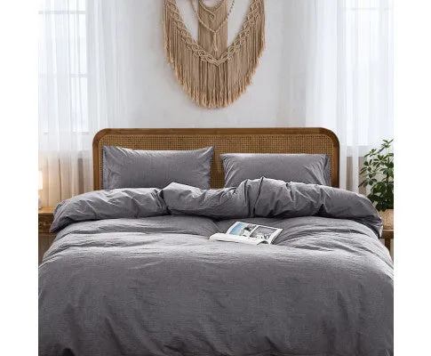 Cosy Club Duvet Cover Quilt Set King Flat Cover Pillow Case Essential Black
