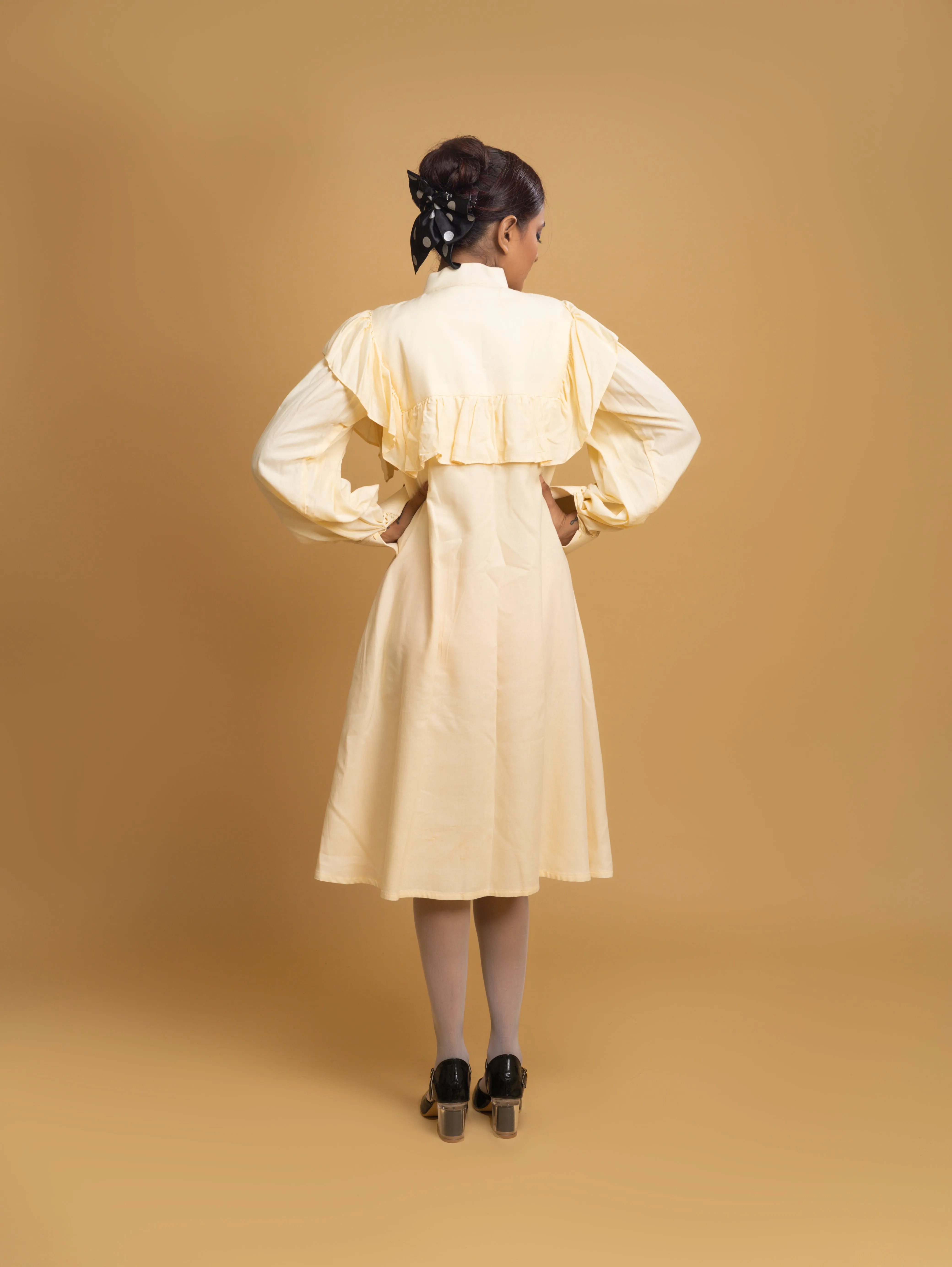 CREAM RUFFLE DRESS