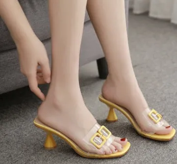 Crystal Metal Decoration Slides Slippers
